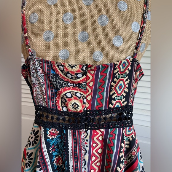 Amazing Festival summer dress with lace crochet peekaboo colorful scarf, Boho - Picture 9 of 12